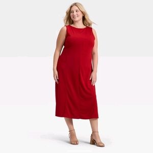 A New Day 3X NWT Red Knit Maxi Dress
